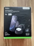 Belkin Ultracharge Pro 3-IN-1 QI2 25W Magnetic Charging Dock Stand (black). Fixed Price $75.00.