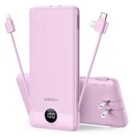 Veger Portable Charger With Built-in Ac Plug And Cables, All One Purple. Fixed Price $52.07.