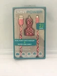 Lmnt Power Dual Port Car Charger Micro Usb Cable Pink Ikat Print Charging. Fixed Price $6.60.