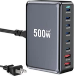 Usb Fast Charger Block, 8 Port Charging Station, Gan 500W, Black. Fixed Price $115.71.
