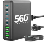 560W 8-PORT Usb Charger Block, Smeiwanr Charging Station For Multiple Black. Fixed Price $59.70.