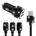 Bling Dual Usb Car Charger With 3-IN-1 Multi Fast Charging Cable, Port C.... Fixed Price $19.99.