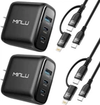Minlu 65W 3-PORT Gan Usb-c Charger Pps Fast Charging Block + 100W 2-IN-1 Cable. Fixed Price $15.34.