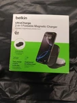 Ultracharge 2-IN-1 Foldable Magnetic Charger With QI2 25W, Black, Round Form. Fixed Price $56.99.