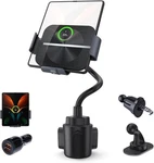 Wireless Car Charger For Z Fold 7/6/5/4/3/2, Dual Coil Cup Holder Phone Black. Fixed Price $71.28.