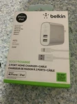 Belkin Boost 2-PORT Home Charger + Lightning Cable F8J230DQ04-SLV. Fixed Price $31.41.