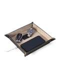 New Bey-berk International BB702 Leather Valet Tray With Wireless Charger Black. Fixed Price $28.00.