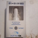 Infinitek Car Charger Usb-c & Usb-a 30 Watt Dual Port Fast White New. Fixed Price $15.00.