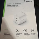 Belkin Boostcharge Pro Gan Dual Wall Charger 45W 2X Usb-c Fast White. Fixed Price $13.31.