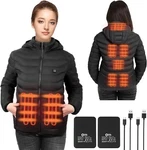 Women S Heated Jacket With 2PACK 10000MAH Battery Pack, Qtree Medium Black. Fixed Price $75.00.