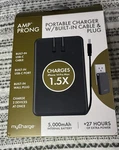Mycharge Amp Prong 5000MAH/12W Output Power Bank With Integrated Cable - New. Fixed Price $23.00.