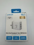 Anker 2-PORT Powerport 24W Wall Charger White. Fixed Price $12.50.