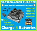 Zebra Symbol SAC9000-400CES 4-BAY Battery Charger MC92N0 MC9190 MC9090!. Fixed Price $69.99.