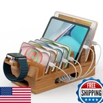 Pezin & Hulin Bamboo Charging Station Organizer For Multiple Devices Wood Desk. Fixed Price $67.74.