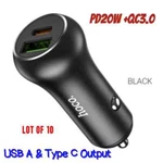 Lot Of 10 Car Charger PD20W + QC3.0 Usb & Type Output, Total 38W. Fixed Price $25.99.