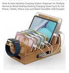 Bamboo Charging Station Organizer For Multiple Devices & Wood Desktop Docking.... Fixed Price $20.00.