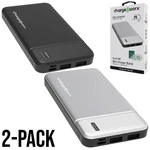 Chargeworx 10,000MAH Dual Usb Ultra-slim Power Banks (black/silver, 5V/2A). Fixed Price $39.00.