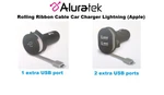 Aluratek Rolling Ribbon Cable Mfi-certified Lightning Car Charger (5V/4.8A/24W). Fixed Price $22.88.