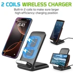 Cellet 10 Watt Dual Coils Wireless Standing Charger Compatible With Apple Iphone. Fixed Price $14.99.