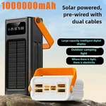 Niffpd 1000000MAH Solar Power Bank Fast Charging Built Cables Battery Pack. Fixed Price $24.99.