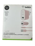 Belkin Mixit Car + Home Charger Kit W/ Lightening Cable 4' - Pink. Fixed Price $24.95.