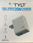 Tylt 20W Fast Charging Wall Full Speed Charger For Tablets, Mobile Phones White. Fixed Price $8.95.