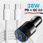 Pd Qc 38W Usb-c Fast Car Charger For Iphone 15 16 17 Pro Max Dual Type Cable. Fixed Price $8.50.