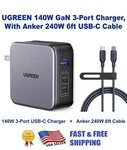 Ugreen 140W Gan Usb-c Charger Nexode Pps Pd 3.1 3-PORT, W/anker 6FT 240W Cable. Fixed Price $56.86.
