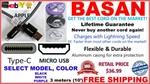 3X Basan Cord Micro Usb Fast Charging Cable Sync Android Cell Phone 10FT (3M)EA.. Fixed Price $25.95.