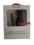 Xentris Micro Usb Vehicle Charger With Dual Output 2A - Black / Red. Fixed Price $5.00.