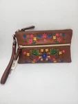 Nwt Kate Landry Womens Embroidered Flowers Wristlet Bag Brown With Battery Bank. Fixed Price $39.99.
