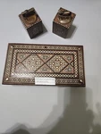 Cigarette Bx 2 Lighters. Mother Of Pearl Inlay. Old World Craftsmanship Design. Fixed Price $39.95.