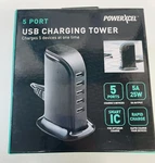 Powerxcel 5 Port Black Usb Charging Tower Charge Devices At One Time. Fixed Price $10.00.