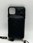 Black Faux Leather Phone Case W Attached Zipper Card Holder/ Crossbody Strap 736. Fixed Price $7.00.