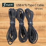 3-PACK 10FT Braided Usb Fast Charging Type-c Data Sync Charger Cable Cord Lot. Fixed Price $13.85.