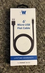 Just Wireless 6FT Flat Tpu Micro To Usb-a Cable Black. Fixed Price $5.99.