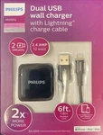 Philips Dual Usb Wall Charger W/lighting Cable (DLP6212V/37). Fixed Price $14.99.