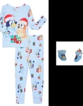 Bluey Toddler 2-PIECE Pajama Set + Fleece Lined Cozy Socks 2T-3T Christmas. Fixed Price $19.95.