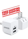 Usb Charger, Anker 2-PACK Dual Port 12W Wall With Foldable Plug. Fixed Price $30.00.