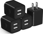 Usb Wall Charger, 4-PACK 2.1A Dual Port Cube Power Adapter Black. Fixed Price $21.32.