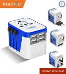 International Travel Adapter With 4 Usb Ports - Charge Phones & Tablets Anywhere. Fixed Price $22.75.