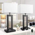3-COLOR Bedroom Lamp, Touch Control Nightstand With Usb Port Ac Outlet. Fixed Price $69.99.