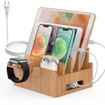 Pezin & Hulin Bamboo Charging Station For Multiple Devices With 5 Port Usb. Fixed Price $77.36.