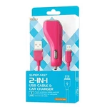 Reiko Super Fast 2-IN1 Usb Cable & Car Charger For Motorola Color Hot Pink. Fixed Price $9.99.
