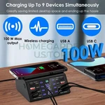 100W 8 Port Multi Usb-c Pd QC3.0 Fast Charger Phone Wireless Charging Station. Fixed Price $31.99.