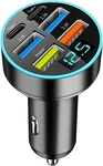 Super Fast Car Phone Charger, 6 In 1 Usb Auto Adapter With Voltage Monito. Fixed Price $15.82.