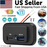 12-24V Dual Usb Pd & QC3.0 Car Fast Charger Socket Led Power Outlet For Boat Rv. Fixed Price $8.95.
