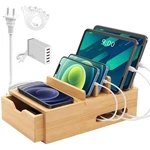 Bamboo Charging Station For Multiple Devices, Desktop Charger Organizer With. Fixed Price $70.62.