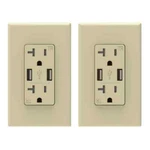 Elegrp 3.6 Amp Usb Dual Type In-wall Charger W/ 20 Duplex Ivory 2-PACK. Fixed Price $17.00.