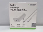 Belkin Boostcharge Dual Wall Charger 42W + Usb-c To Cable New Sealed. Fixed Price $24.99.